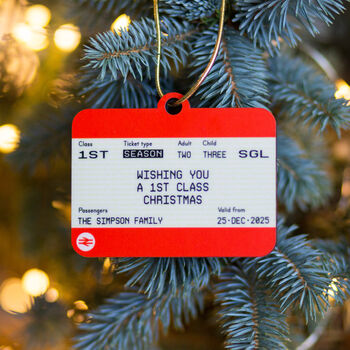 Personalised Train Ticket Christmas Tree Decoration, 4 of 7