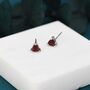 Genuine Garnet Stone Stud Earrings In Sterling Silver, thumbnail 5 of 11