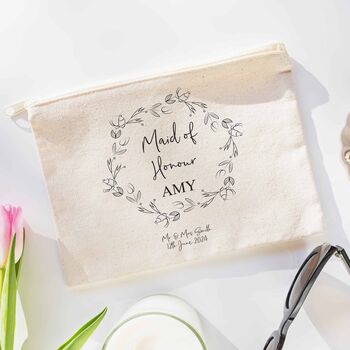 Personalised Wedding Bridal Party Cosmetic Makeup Bag, 4 of 5