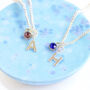 Child's Silver Plated Initial And Birthstone Necklace, thumbnail 4 of 7