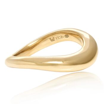 Gold Vermeil Ring Wave Ethically Handmade, 5 of 9