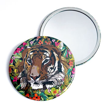 Wild Cat Tiger Pocket Mirror And Pouch, 8 of 8