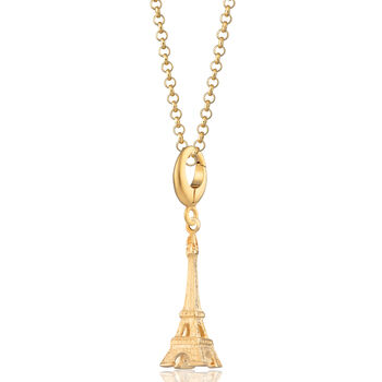 Eiffel Tower Charm Necklace, Sterling Silver Or Gold Plated, 5 of 10