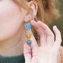 Asymmetrical Colourful Heart Bead Drop Earrings, thumbnail 1 of 5