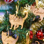 Traditional Wooden Cat Christmas Decoration Personalised, thumbnail 6 of 12