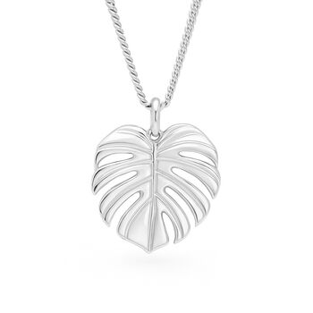 Personalised Sterling Silver Monstera Leaf Pendant Necklace, 8 of 10