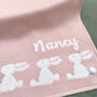 Personalised Knitted Bunny Baby Blanket, thumbnail 4 of 11