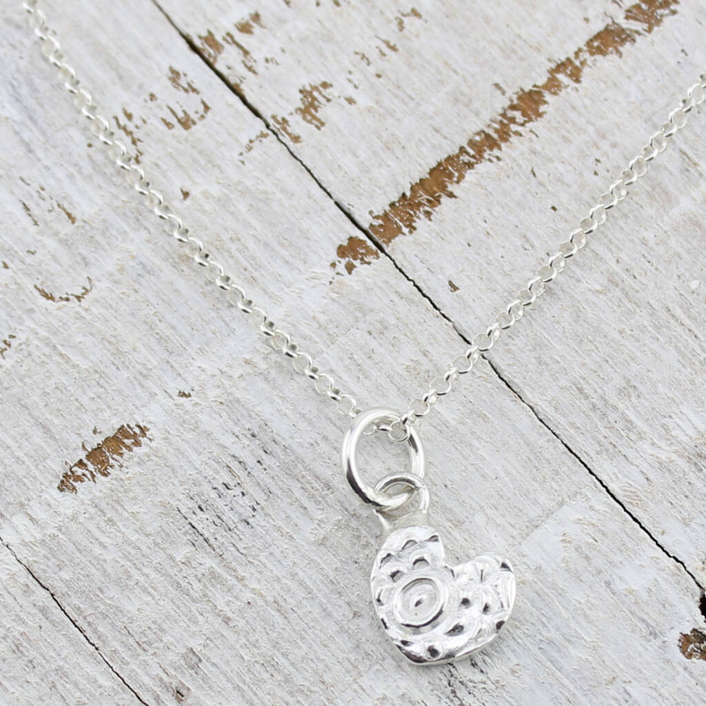 Sterling Silver Mini Heart Pendant By Lucy Kemp Silver Jewellery