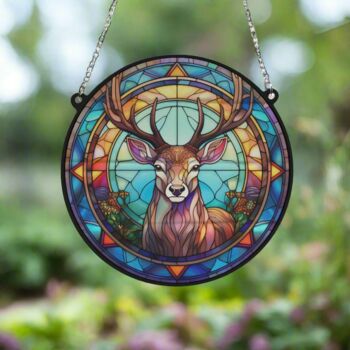 Stag Stained Glass Effect Suncatcher, 3 of 6