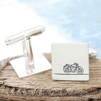 Personalised Motorbike Cufflinks. Gift For Dad, 4 of 11