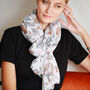 Pink Roses Black Outlined Print Scarf, thumbnail 1 of 11
