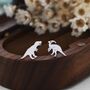 Mismatched Parasaurolophus And T Rex Dinosaur Stud Earrings In Sterling Silver, thumbnail 3 of 11