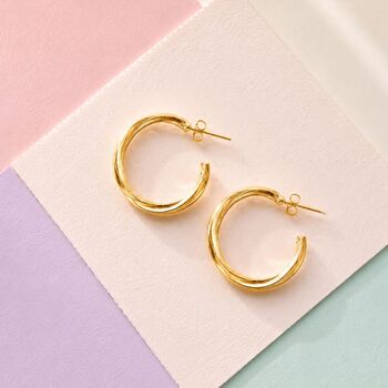 Wire Interwoven Rose Gold Plated Silver Hoop Earrings, 6 of 8