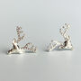 Sterling Silver Stag Head Stud Earrings, thumbnail 1 of 6