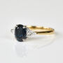 Oval Teal Blue Sapphire Engagement Ring, thumbnail 2 of 4