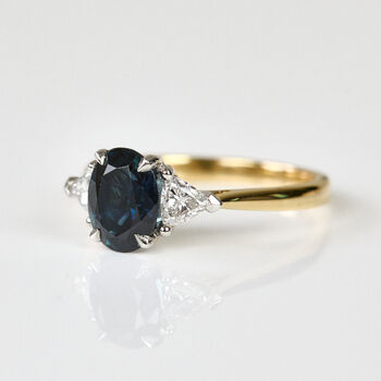 Oval Teal Blue Sapphire Engagement Ring, 2 of 4