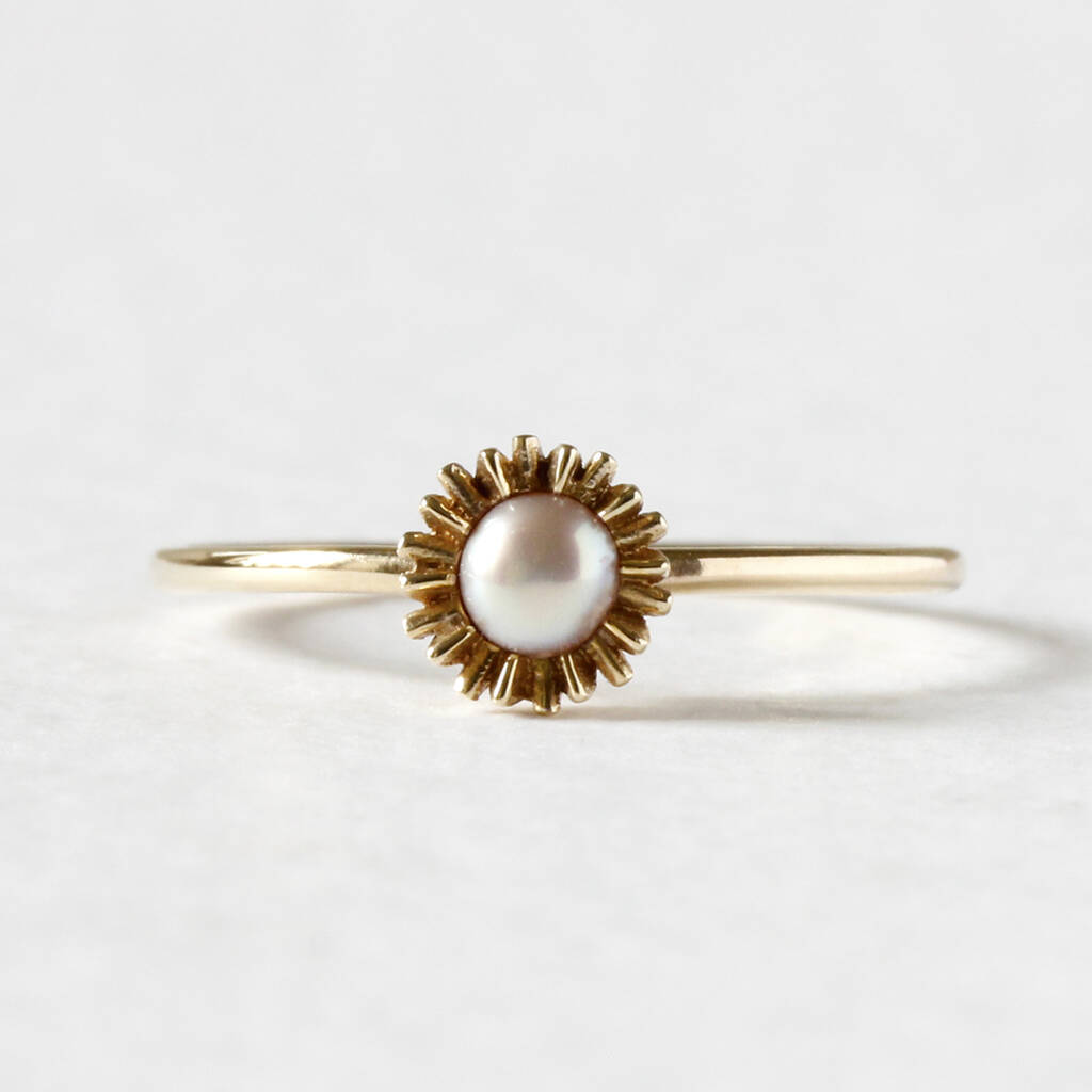 Dahlia Bud Freshwater Pearl Ring – Gold Vermeil, 1 of 11