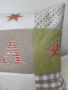 Personalised Sage And Peach Alphabet Cushion, 6 of 7
