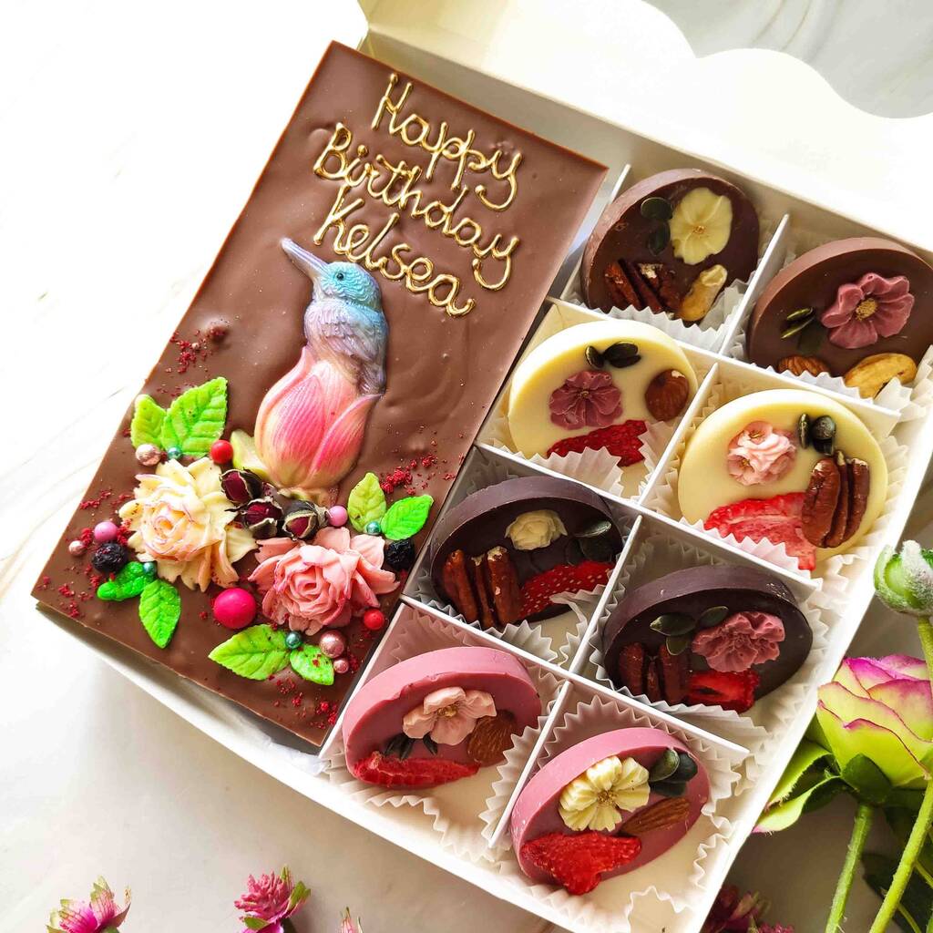 Chocolate Colibri And Flowers Unusual Personalised Gift, 1 of 10