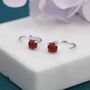 Sterling Silver Genuine Red Carnelian Huggie Hoop Earrings, thumbnail 1 of 10