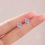 Sterling Silver Hand Painted Hydrangea Flower Stud Earrings, thumbnail 5 of 10