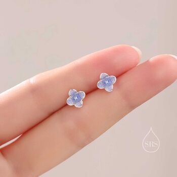 Sterling Silver Hand Painted Hydrangea Flower Stud Earrings, 5 of 10
