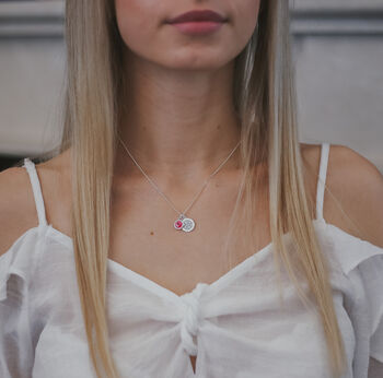 Compass And Birthstone Necklace, Personalised Travel Birthday Gift Idea, 3 of 10