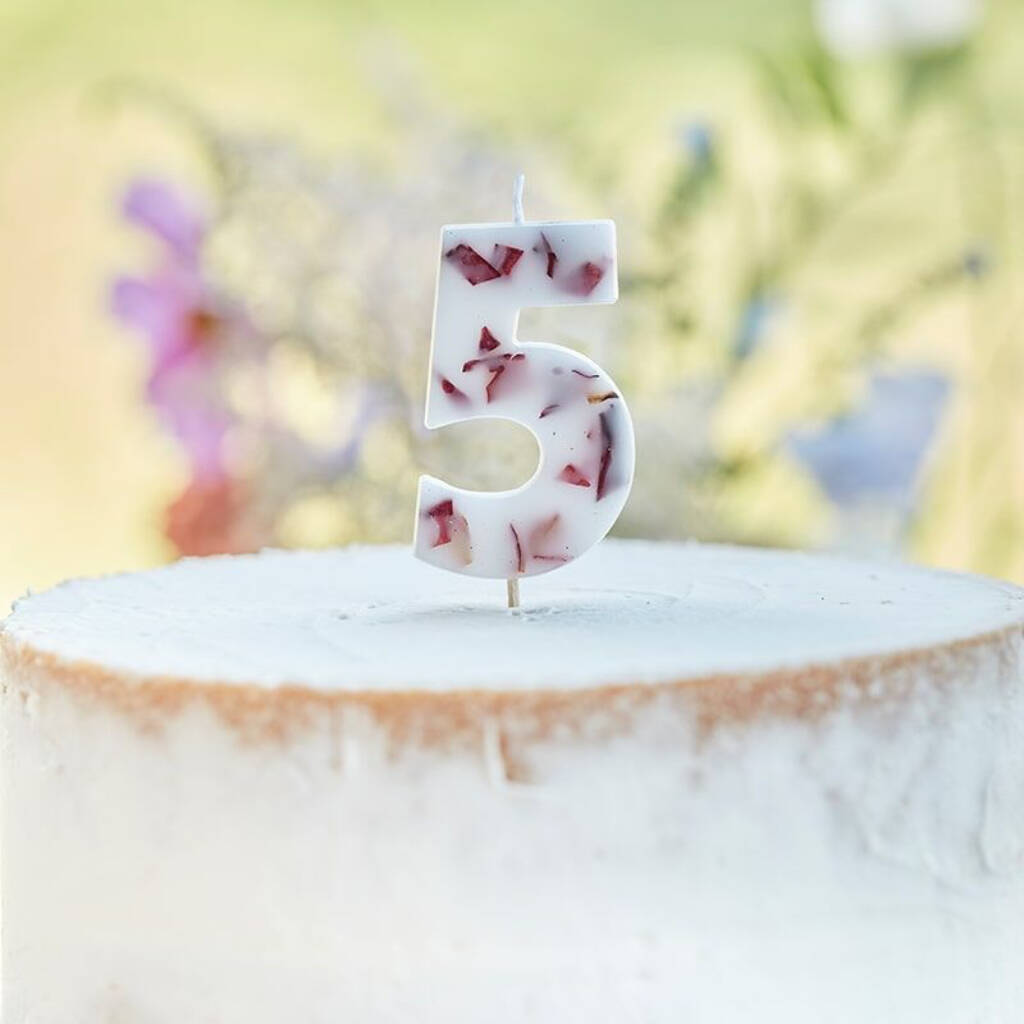 Pressed Petal Number Birthday Cake Candle By all things Brighton