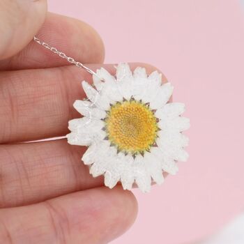 Real Daisy Flower Threader Earrings In Sterling Silver, 6 of 11