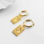 Evil Eye Charm Huggie Hoop Earrings, thumbnail 1 of 5