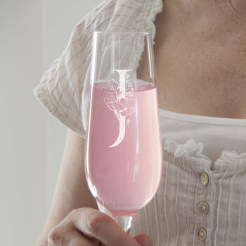 Floral Initial Champagne / Prosecco Flute, 2 of 7