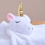 Personalised Unicorn White Baby Comforter, thumbnail 2 of 8