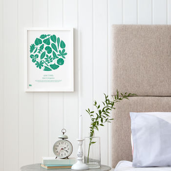 'Leaf Types' Illustrated Art Print In Emerald Green, 3 of 4