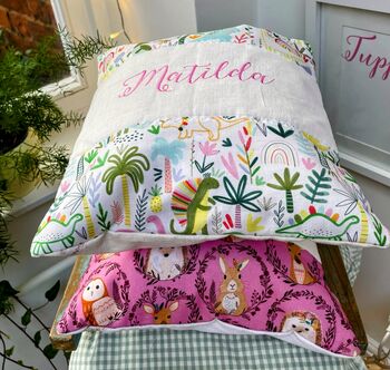 Multi Coloured Dinosaur Name Cushion, 2 of 8