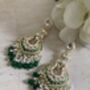 Meenakari Green Gold Plated Dangle Indian Earrings, thumbnail 6 of 8