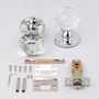 Round Crystal Faceted Clear Glass Mortice Door Knobs, thumbnail 4 of 5