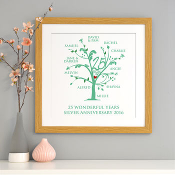 Personalised Silver Anniversary Family Tree Print, 3 of 11