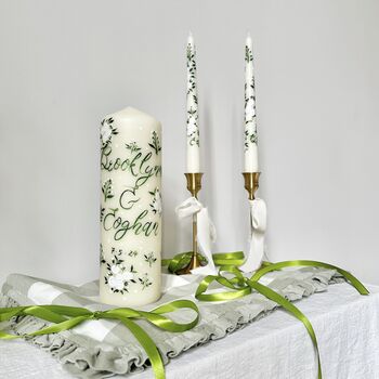 Personalised Hand Painted White Wedding Unity Set, 12 of 12