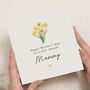 Mothers Day Daffodil Flowers Card For Mum Mam, thumbnail 1 of 7