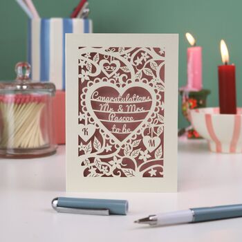 Personalised Papercut Heart Engagement Card, 5 of 6