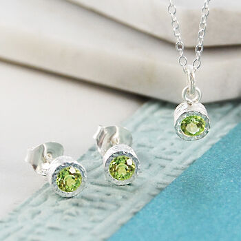Peridot August Birthstone Sterling Silver Necklace, 3 of 4