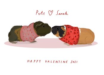 Personalised Valentine Kissing Guinea Pig Print, 3 of 3