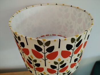 Tree Leaf Lampshade Retro Leaves Pattern Terracotta Orange Cotton Handmade Fabric Drum Table Floor Or Ceiling Pendant Lamp Shade, 6 of 7