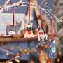 Set Of Four Frenchie Dog Christmas Tree Decorations, thumbnail 1 of 2