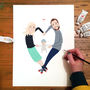 Hand Painted Personalised Heart Family Portrait, thumbnail 2 of 3