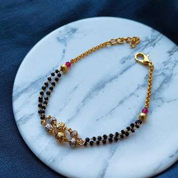 Double Layer Ball Charm Nazaria Mangalsutra Bracelet, 4 of 5