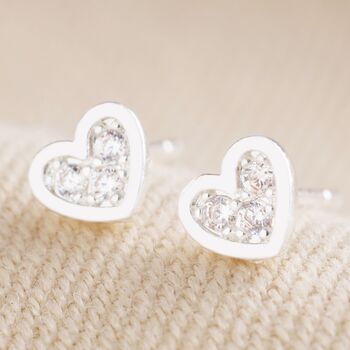 Tiny Crystal Heart Stud Earrings, 8 of 9