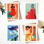 Woman In Rose Blank Greetings Card, thumbnail 3 of 3