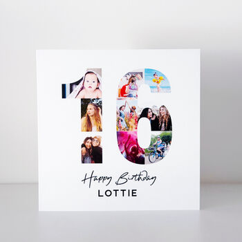 Personalised 16th Birthday Photo Collage Card, 2 of 8