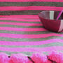 Pure Wool Fuschia Throw With Pompom, thumbnail 4 of 5
